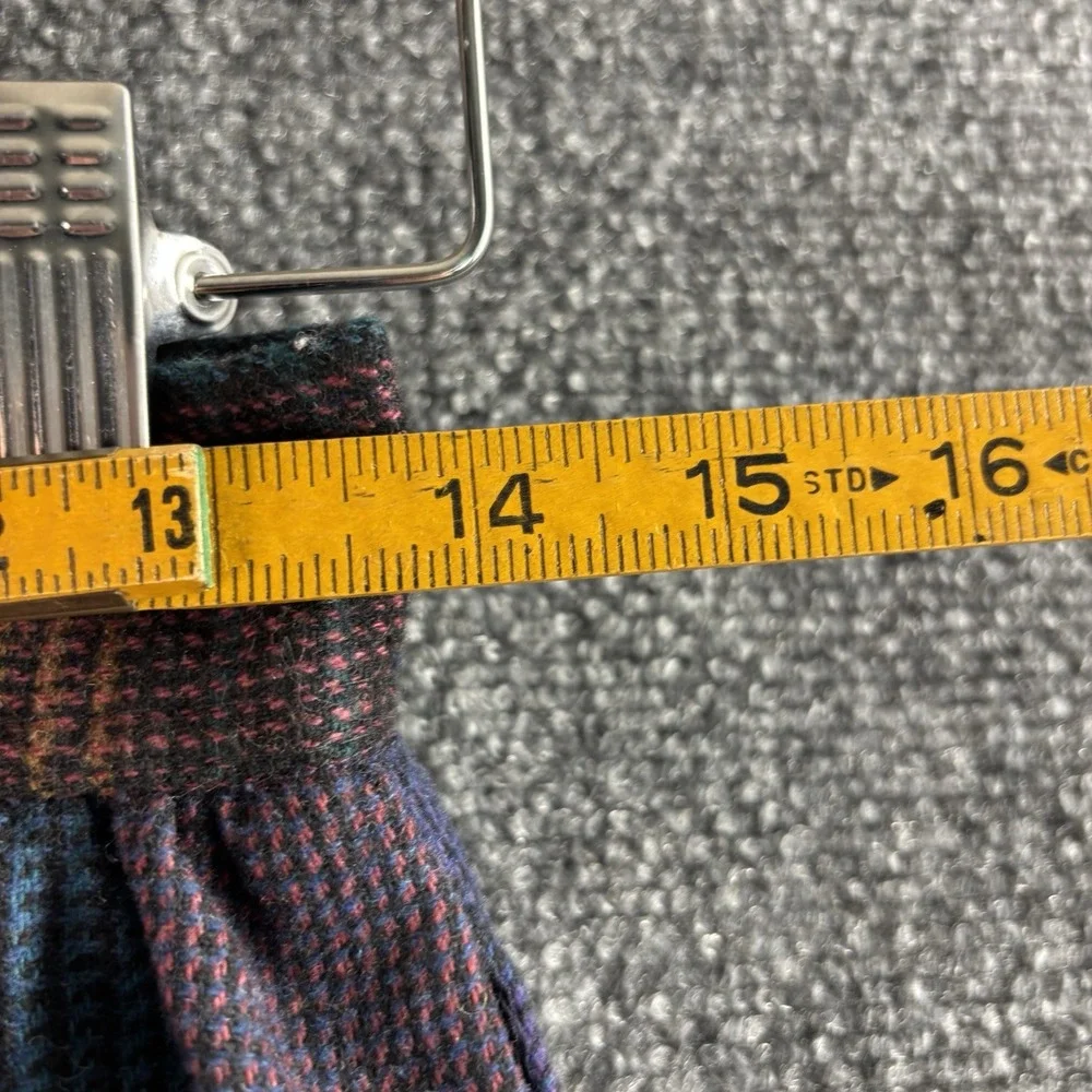 Evan Picone Dark Blue Plaid 100% Wool Skirt Dark Academia Collegiate Warm  14